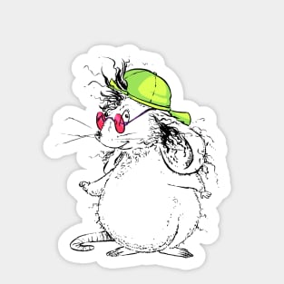 Rad Little Mouse with a Super Cool Neon Cap Sticker